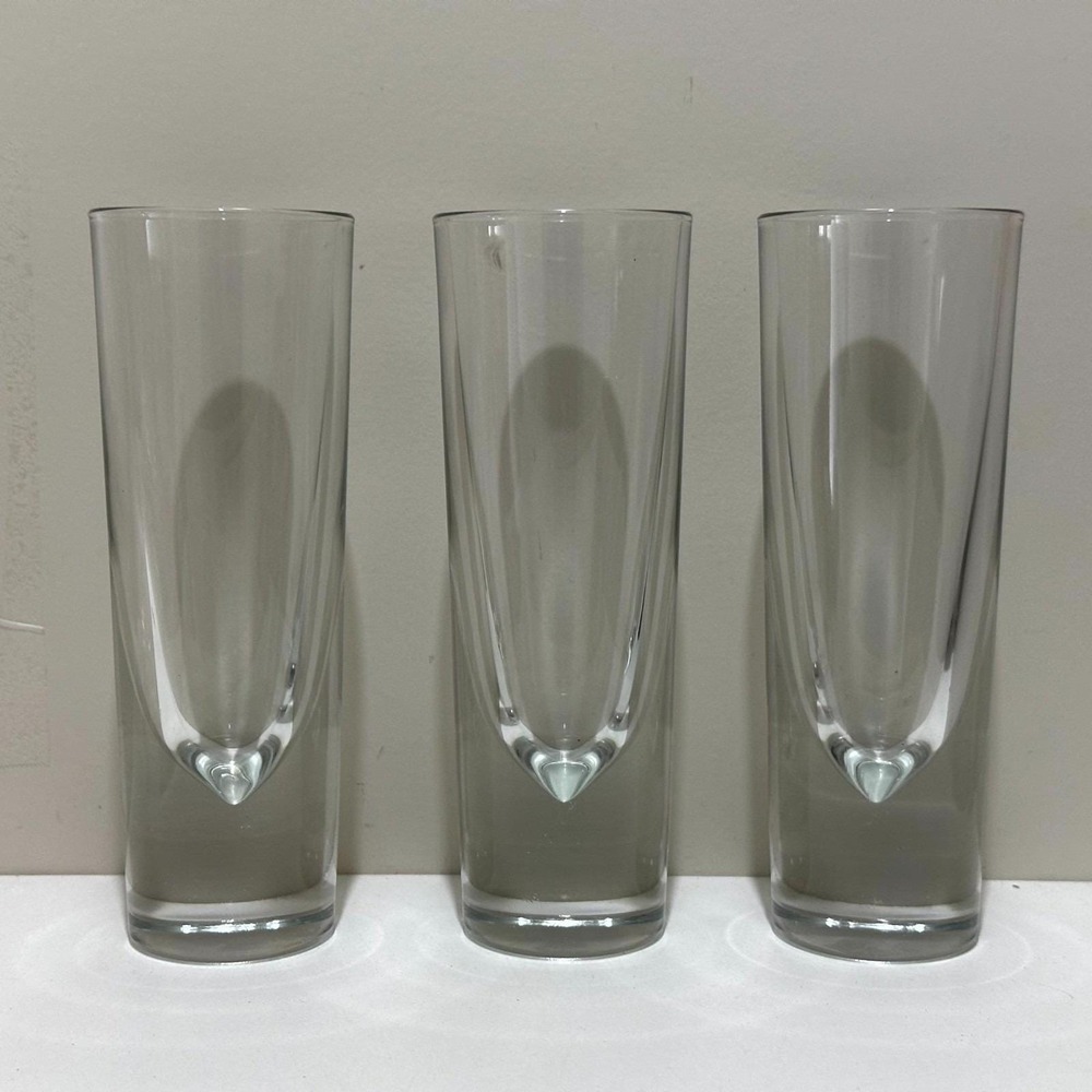 Set of 3 VTG Carlo Moretti Italian Cocktail Clear Bullet Glasses Weighed Base